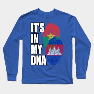 Cambodian And Burkina Faso Mix Heritage DNA Flag Long Sleeve T-Shirt